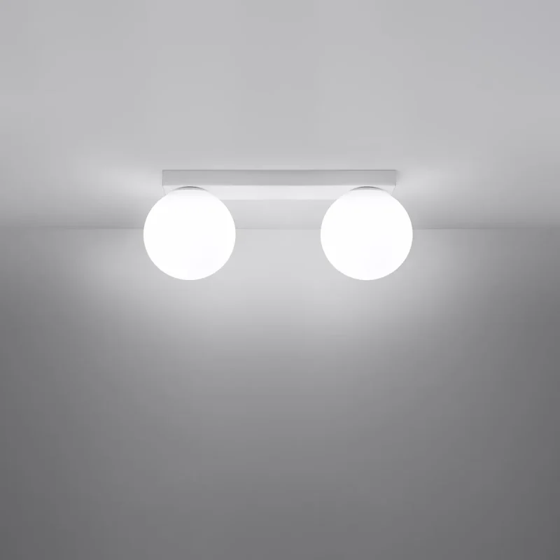 lampara techo Yoli 2 blanca encendida