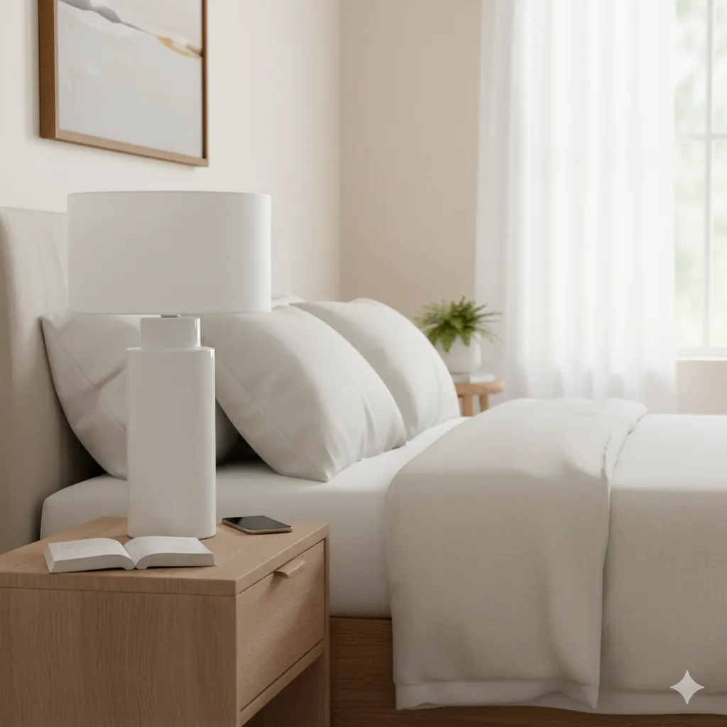 lampara_sobremesa_ceramica_blanca_con_pantalla_dormitorio