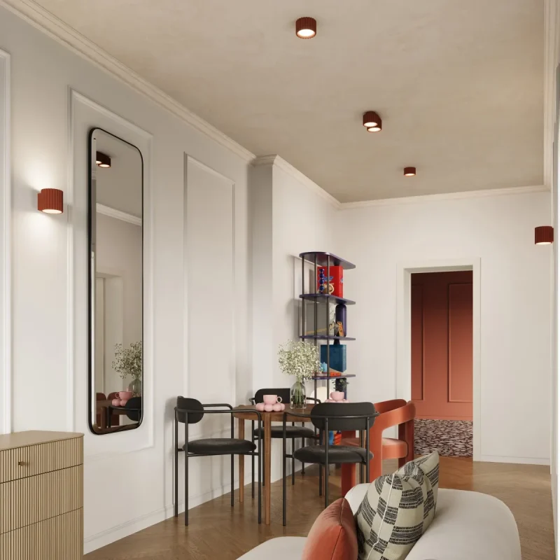 Plafon-de-techo-AURA-2-rojo-ocre-comedor