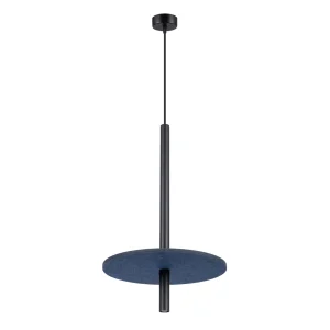lampara colgante original tubo y circulo feltro negro azul