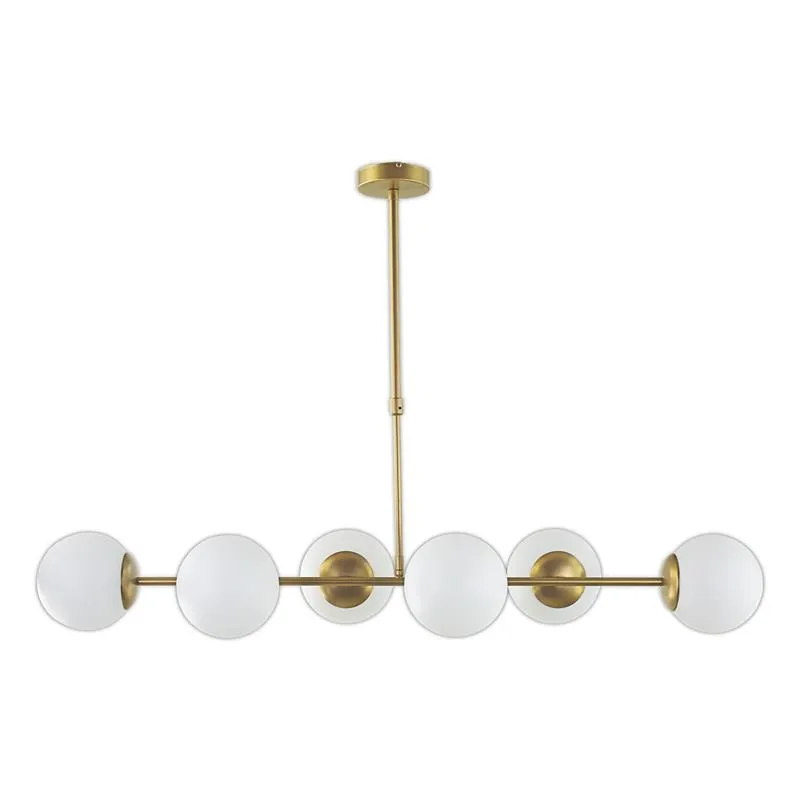 lampara techo horizontal con 6 bolas oro blanca