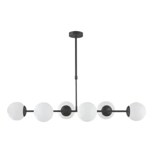 lampara techo horizontal negra con 6 bolas vintage