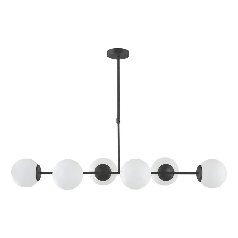 lampara techo horizontal negra con 6 bolas vintage