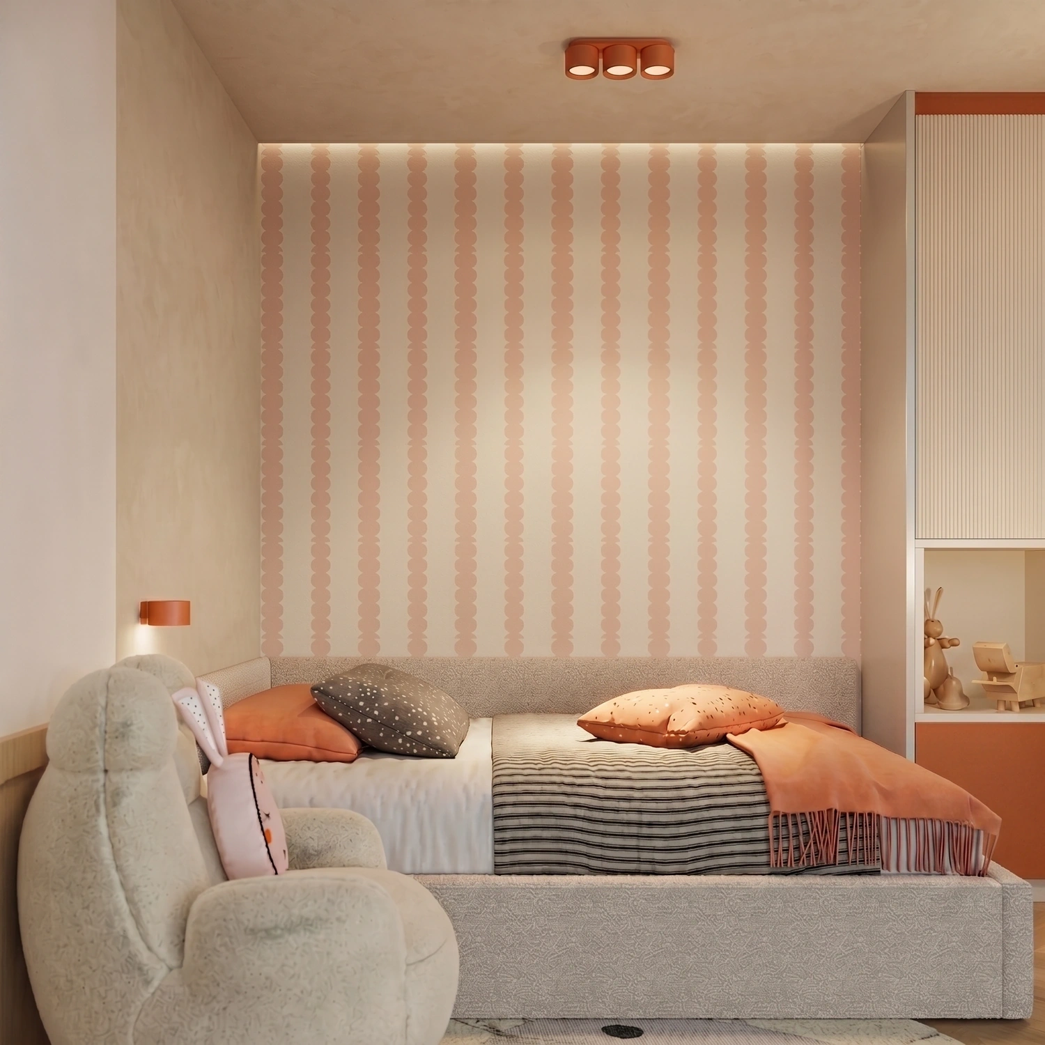 plafon-rojo-ocre-modo-3-con-3-luces-sollux-lamparas-molonas-habitacion plafon-rojo-ocre-modo-3-con-3-luces-sollux-lamparas-molonas-habitacion