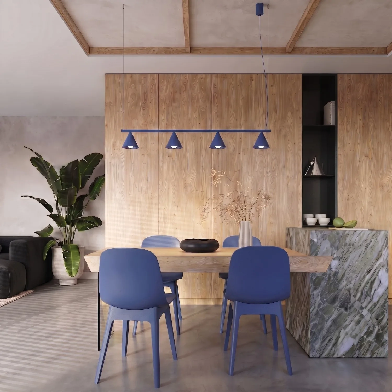 lampara_techo_azul_ultramar_nox_4l_sollux_molonas_comedor lampara_techo_azul_ultramar_nox_4l_sollux_molonas_comedor
