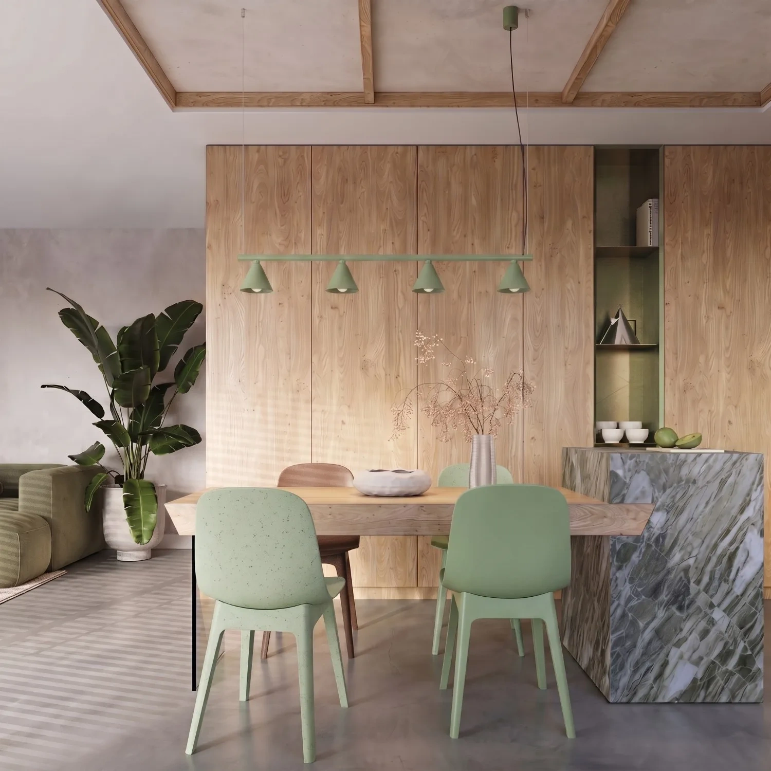 lampara_techo_verde_salvia_nox_4l_sollux_molonas_comedor lampara_techo_verde_salvia_nox_4l_sollux_molonas_comedor